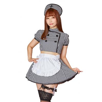 [Clear Stone] Lyrical Palette Cosplay Checkered Nurse Maid Women's Black