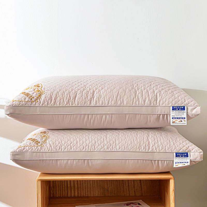 Soft Cotton-Feel Herbal Embroidered Pillow With Lavender-Scented Microfiber Fill Neck Support