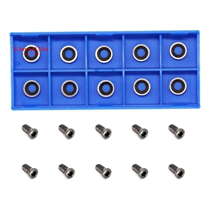 652F Ci5 8.9mm Round Inserts Cutters For DIY Lathe Woodworking Finisher Hollower Tools Replacement Set