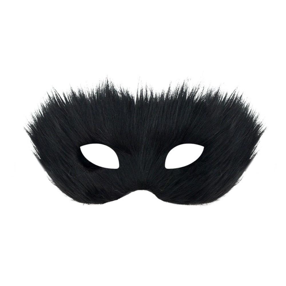 Long Furry Plush Cat Mask Animal Masquerade Mask Simple Half Face Mask  Male Female