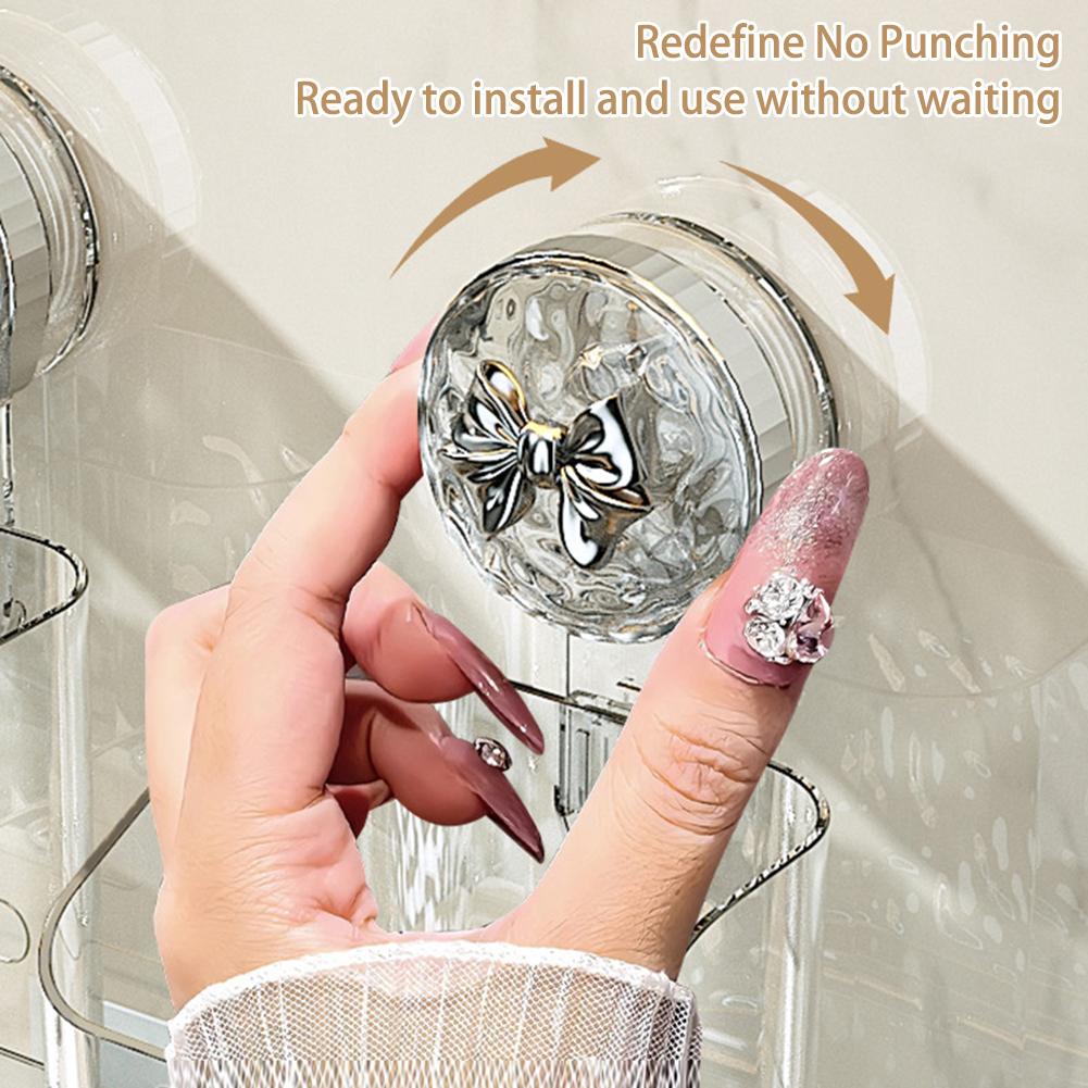 Suction Cup Storage Box Glacier Pattern Punch-Free Hanging Basket Multifunctional Toiletries Shelves For Bathroom Home