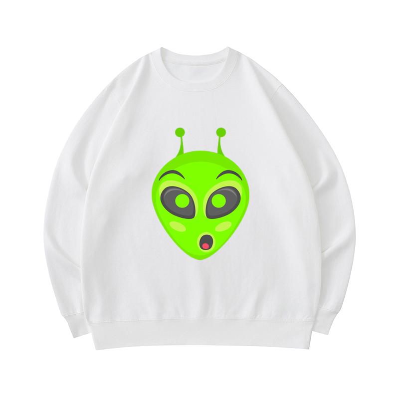 Men's 300 GSM 100% Cotton Sweatshirt Green Alien Head Print Street ...