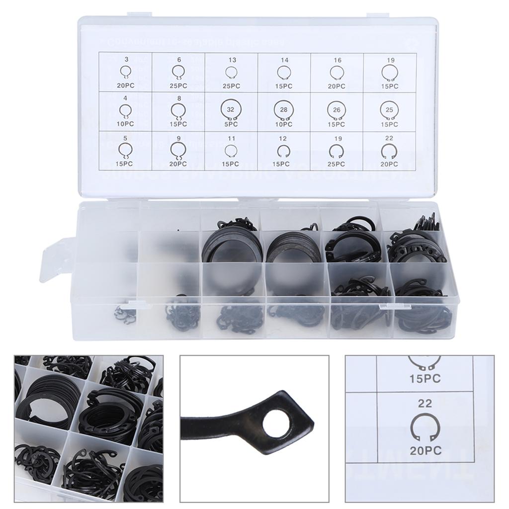 300pcs 2-32mm E Circlip Assortment Set, External Circlip Set for B s,  , Pulleys with Plastic Storage Case