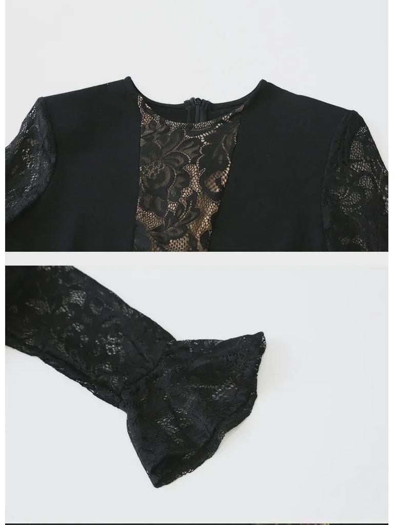 Women's 2024 Winter Lace-Stitched Flared Sleeve Long Sleeve Top