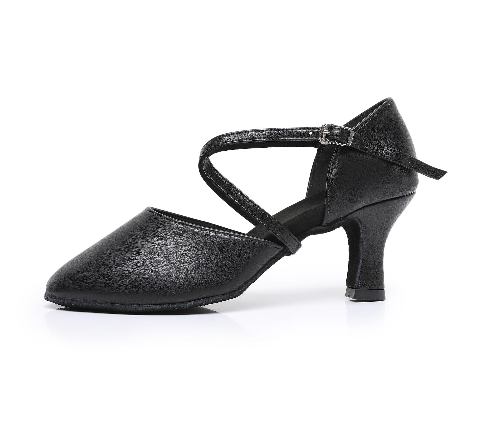 

Fashion Women Cross Strap Latin Dance Shoes Adult Interior High Heels Soft Soles Ballroom Tango Teaching Performance Dancing Shoes 5/7cm 43