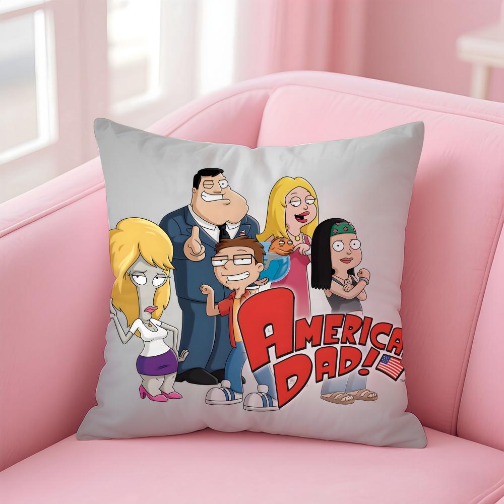 

Cartoon A-American D-Dad Cushion Cover Comfortable Reversible Pillow Cover Ideal for Car Sofa Bedroom & Beyond 12x12Inch