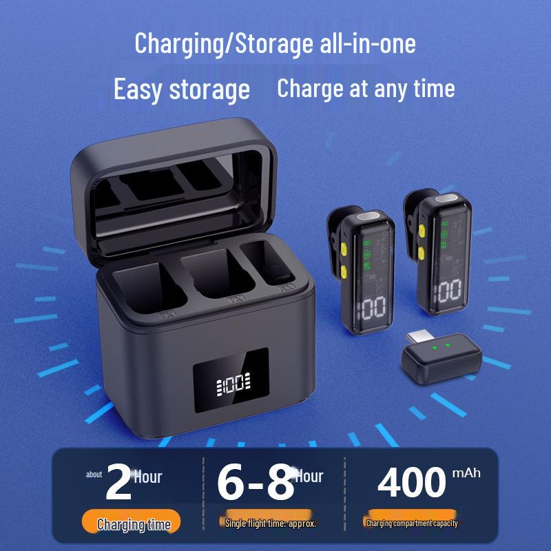 Wireless Lavalier Microphone with Dual Connectivity, Digital Display, Charger Case, Live Broadcast Noise Reduction, and Magnetic Clip