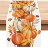 Bonhause Fall Pumpkin Leaves Table Runner 13x90 Inch Orange Buffalo Plaid Autumn Thanksgiving Harvest Kitchen Dinning Table Decoration for Indoor