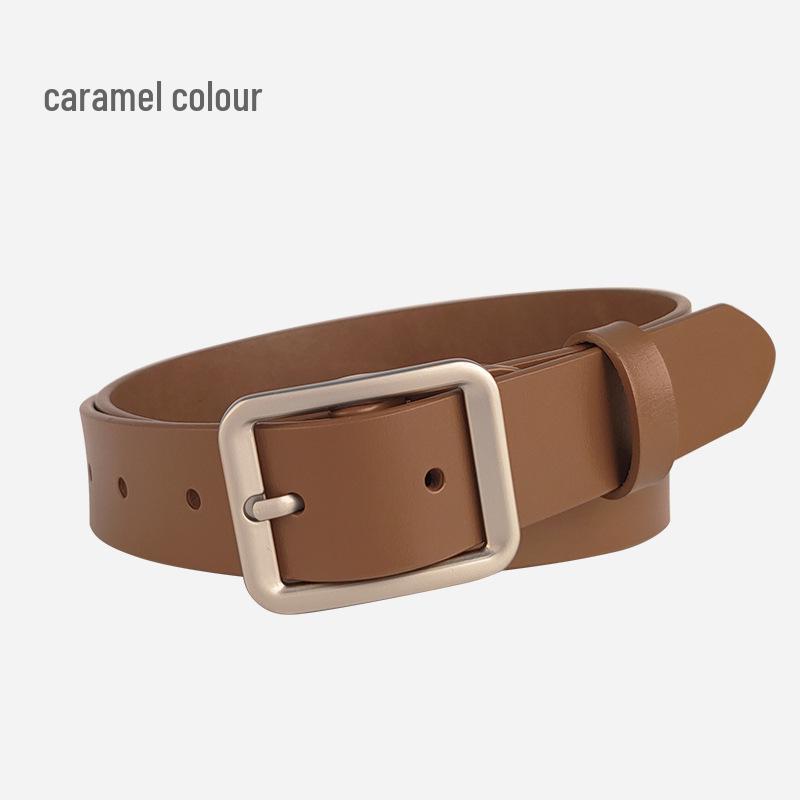 

Унисекс Ремень из Натуральной Кожи с Квадратной Пряжкой - Корейский Стиль, Модный, Универсальный Черный для Дам 105cm