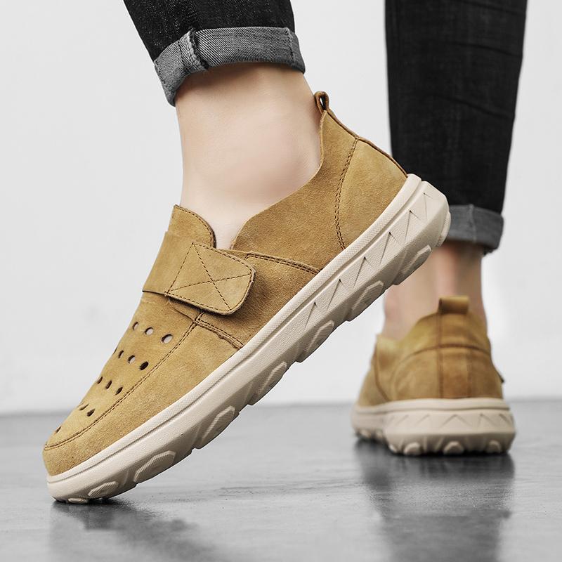 Fashion Slip on Casual Leather Driving Shoes Outdoor Boat Shoes Cow Suede Leather Moccasins for Man All-match Flats Men Moccasin Loafers