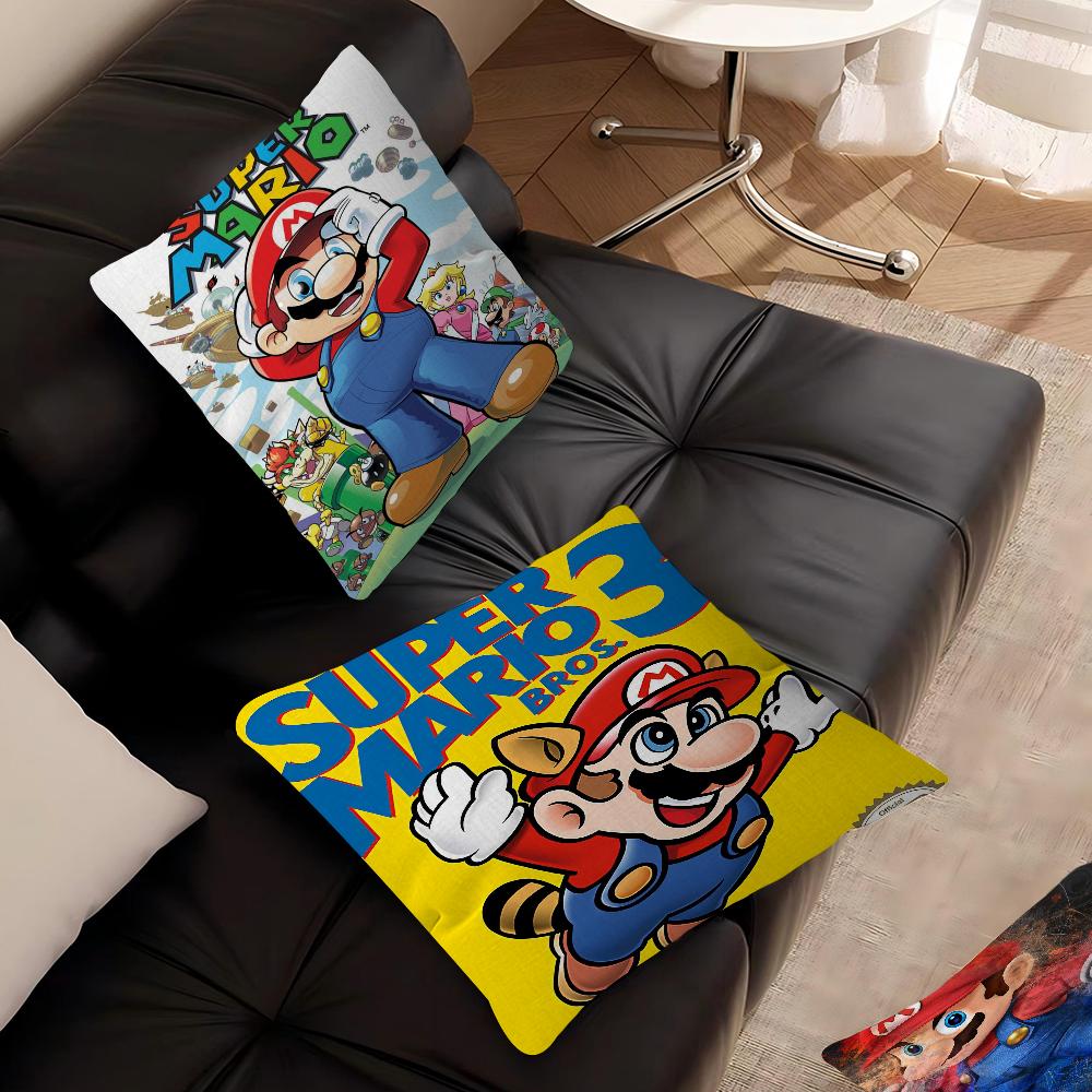 Capa de Almofada Desenho Animado Super M-Marios Fofa Fronha Sala de Estar Sofá Decoração de Casa Personalizado