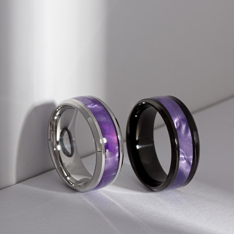 Titanium Steel Black Elegant Purple Colorful Couple Ring For Women Men Jewelry Accessories Size 6-13
