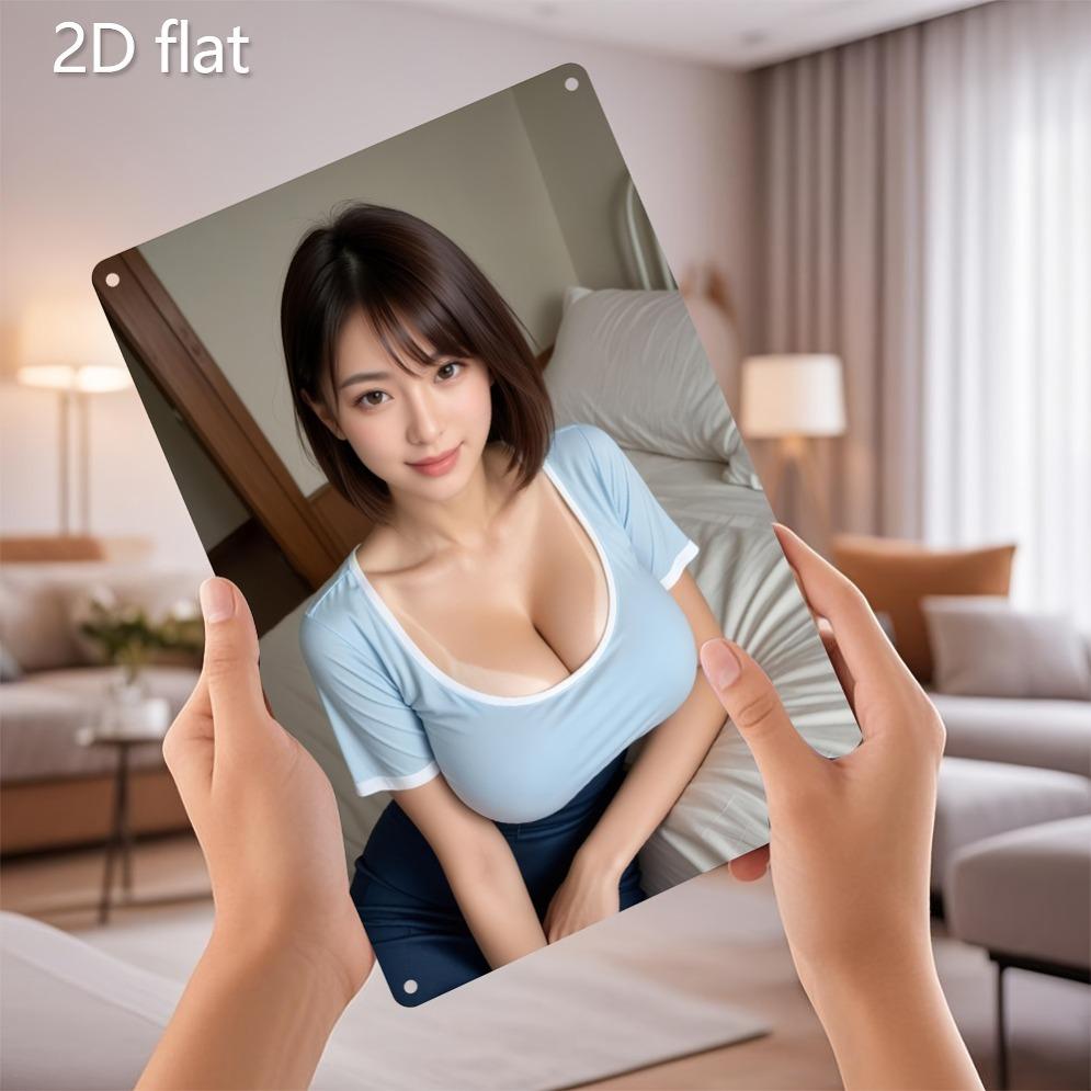 Vintage Metal Wall Art 2D Long Hair Beauty Iron Plaque - Pre-Drilled Weatherproof Indoor Outdoor Decor for Home Garden 20x30cm