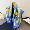 Luxury 70X70Cm Square Silk Scarf For Women Bohemian Lemon Tree Floral Print Shawl Wrap Fashion Accessory Hair Tie Bandana Hijab