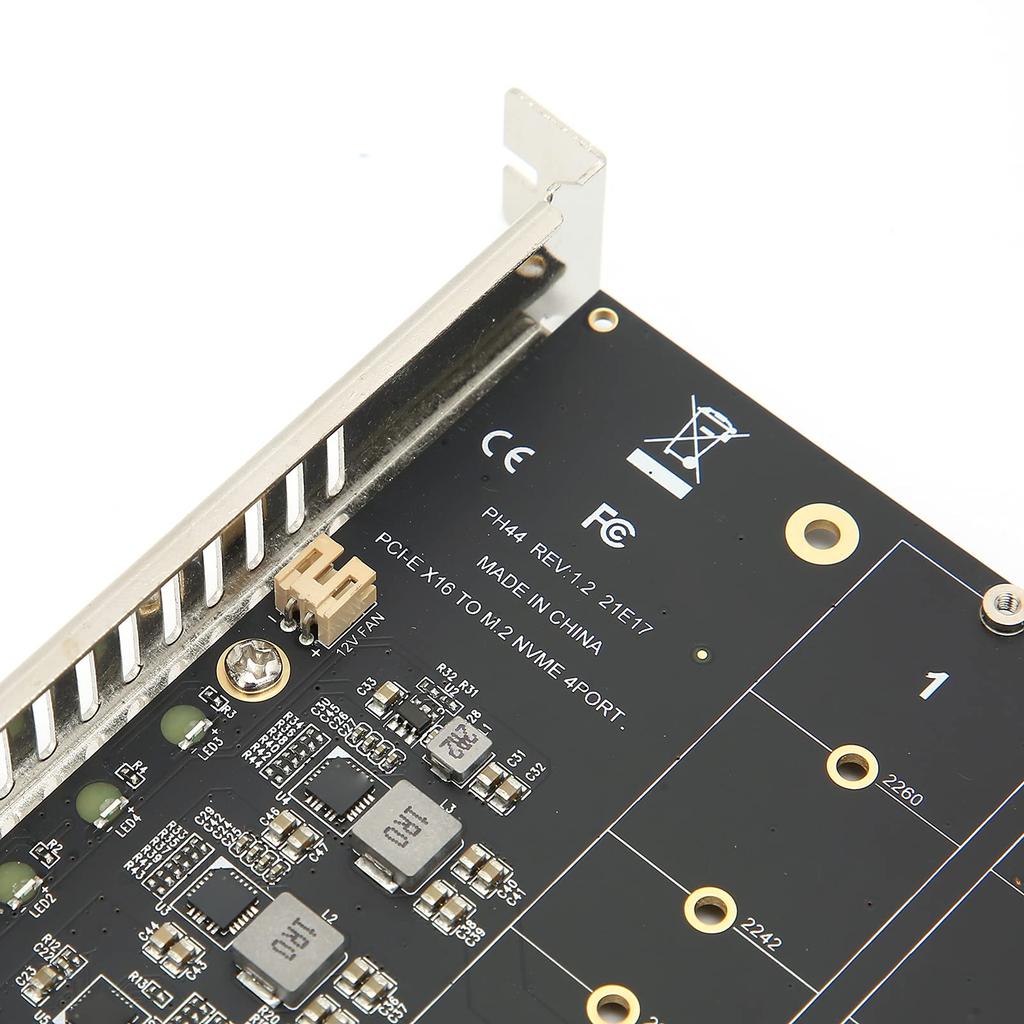 M.2 PCIE Adapter, Adapter Card 4-Port M.2 NVMe SSD To PCIEX 16M Key Hard Drive Converter Reader Expansion Card (PH44)