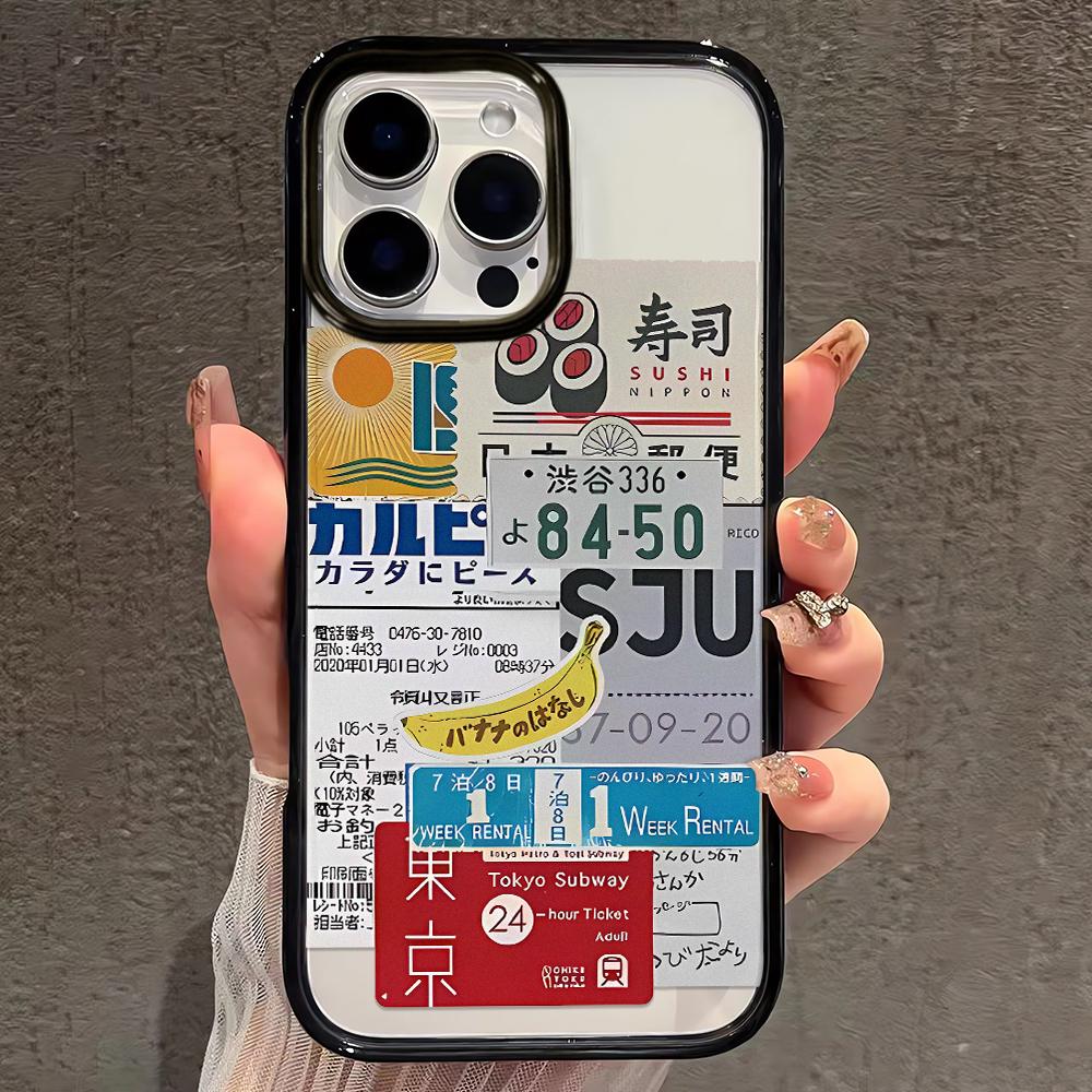 Japanese Collage Clear Silicone Case For Iphone 12 14 Plus 11 16 13 17 15 Pro Max Anti-Yellowing Slim Protective Cover