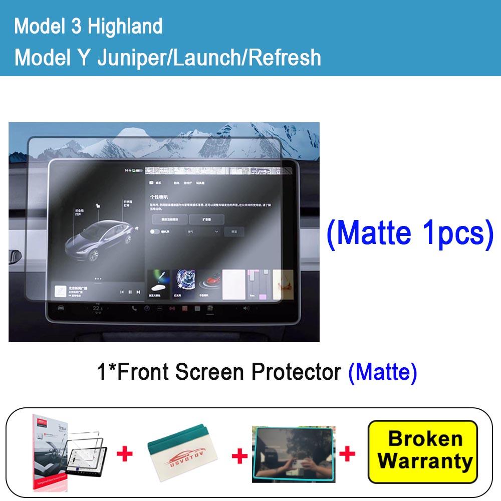 HD Matte Tempered Glass Screen Protector For Tesla New Model Y Juniper Launch 2025 Model 3 Highland Accessories Display Film 9H