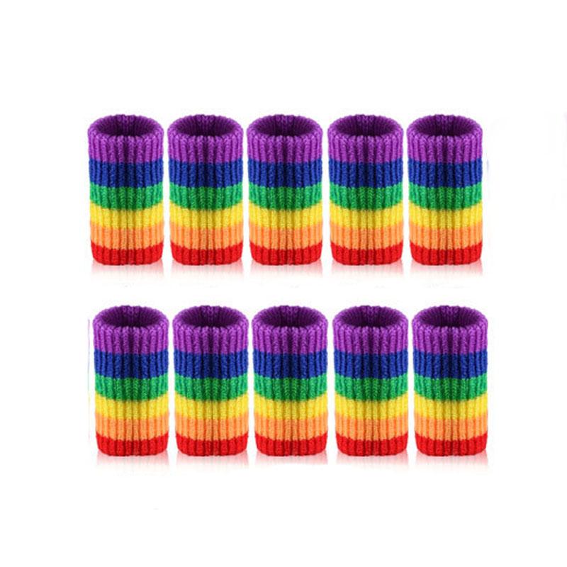 10pcs New Arrival Rainbow Finger Guards - Breathable Nylon Protective Sleeves for Sports, Basketball, Badminton