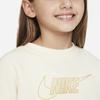 Nike Sportswear Club Fleece Logo Print Crewneck Loose Fit Long Sleeve Kids tops Coconut FJ6161-113