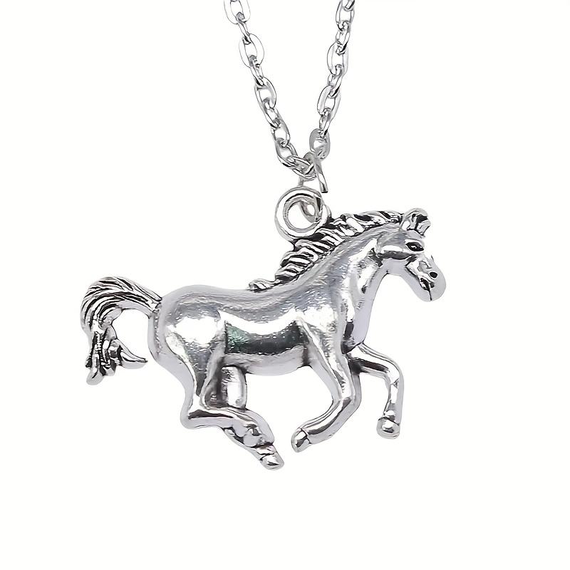 1pc Zinc Alloy Running Horse Pendant Necklace - Cute and Fresh Style, Fashionable Unicorn Design for Men and Women