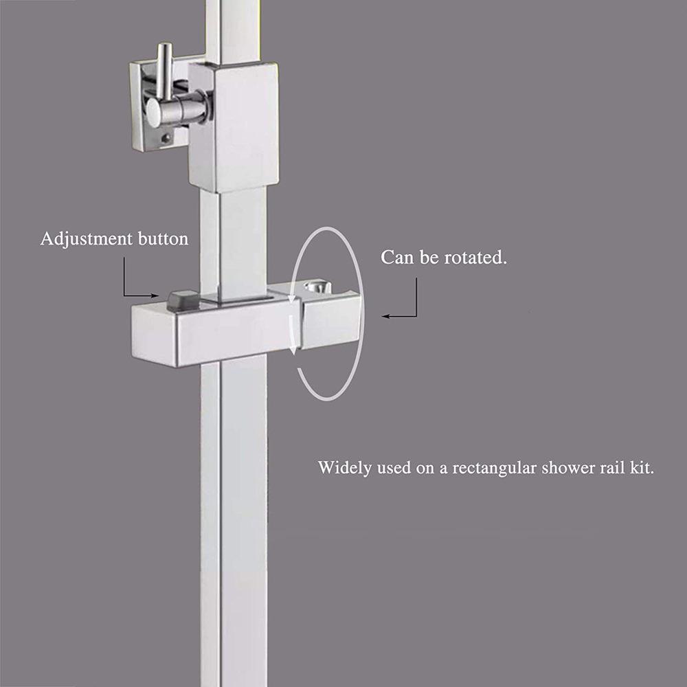 Chrome Adjustable Shower Head Holder with Button for Slide Bar