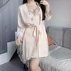 Set Pigiama Sexy da Donna 5 Pezzi Morbido Seta Ghiacciata Manica Lunga Accappatoio Set Accappatoio Taglie Forti Loungewear Pigiami