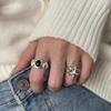 Women's Retro Black Oval Geometric Open Ring - Versatile Fashion Index Finger Jewelry