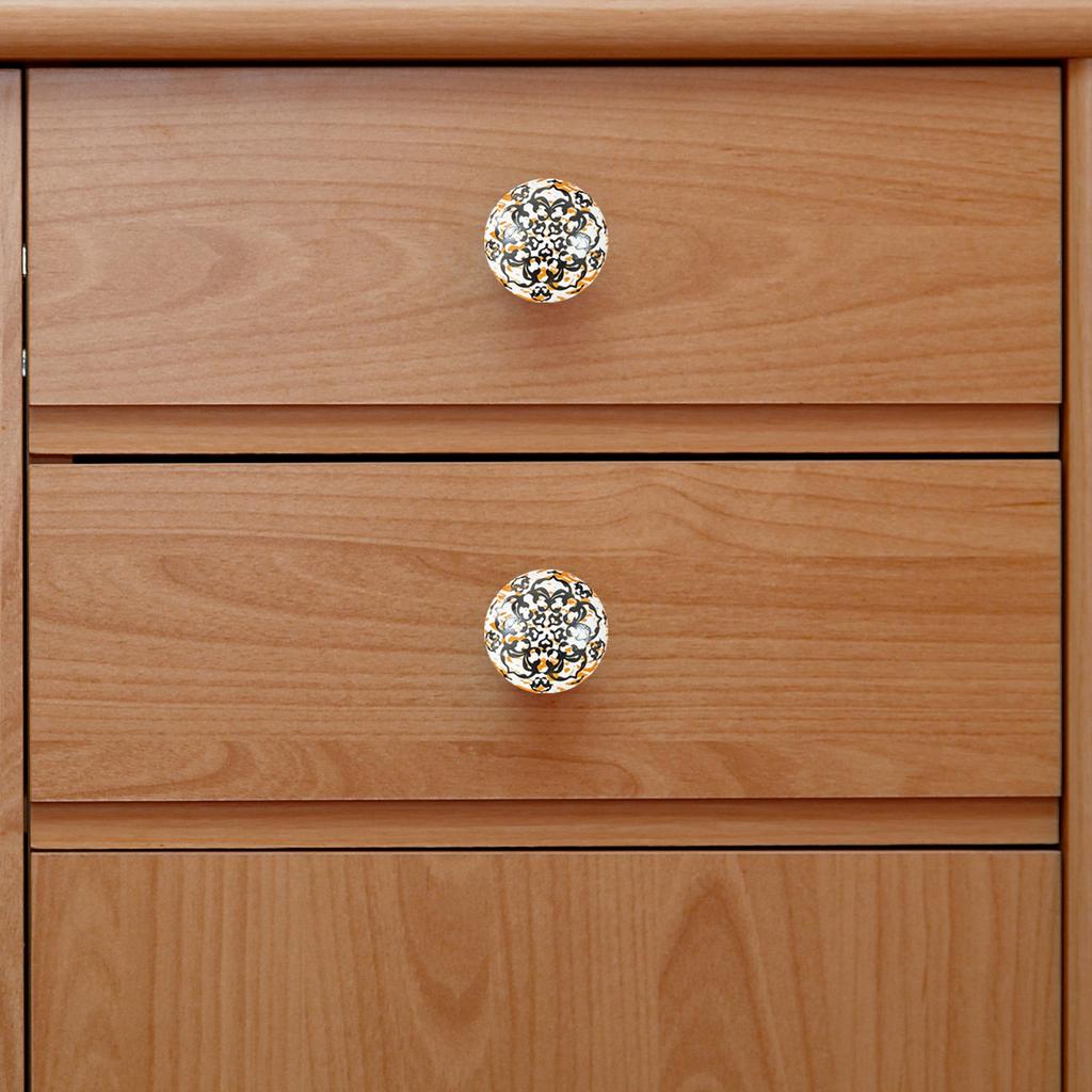Keramik Schubladengriffe Böhmischer Stil Runde Schrankknöpfe mit Einzigartigen Glasurmuster für Kleiderschrank Küchenmöbel