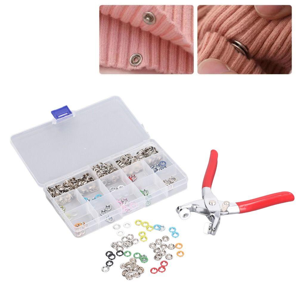 200 Sets / 800 PCS 9.5mm Metal Snap Button Set Hollow Snap Buttons Multi-Color Mix Snap Fastener Pliers Tool