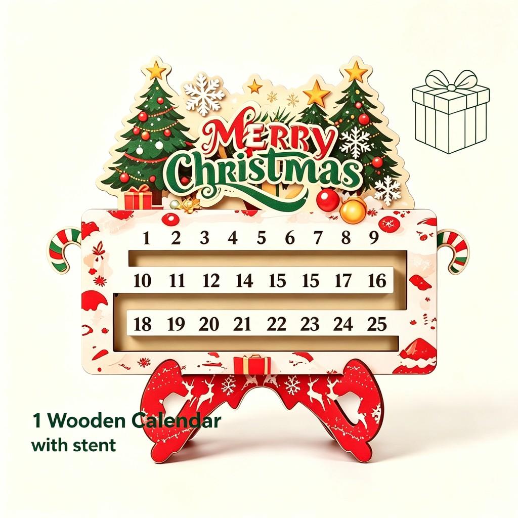 Christmas 25 days Countdown desktop calendar decoration red green