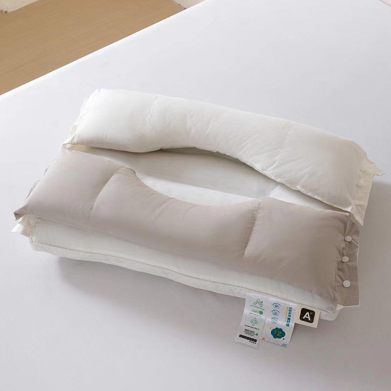

3-in-1 Detachable Double-Layer Cotton Neck Support Pillow Low Pillow вершковий/білий