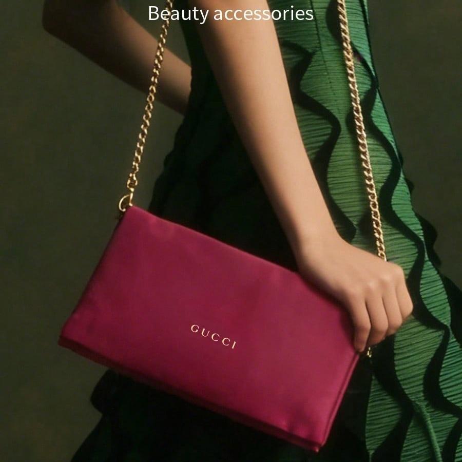 Classic Red Chain Strap Makeup Bag for Women Handheld Portable Toiletry Bag, Large Capacity for Cosmetics, Perfect for Daily Use GUCCI-GIFT-62