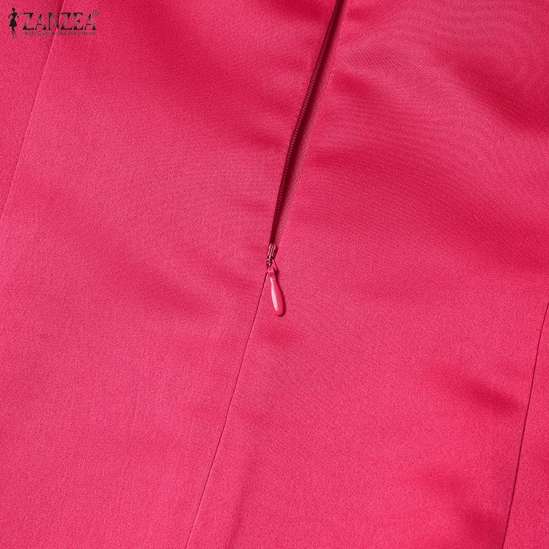 ZANZEA Women Casual Round Neck Short Sleeve Summer Dress