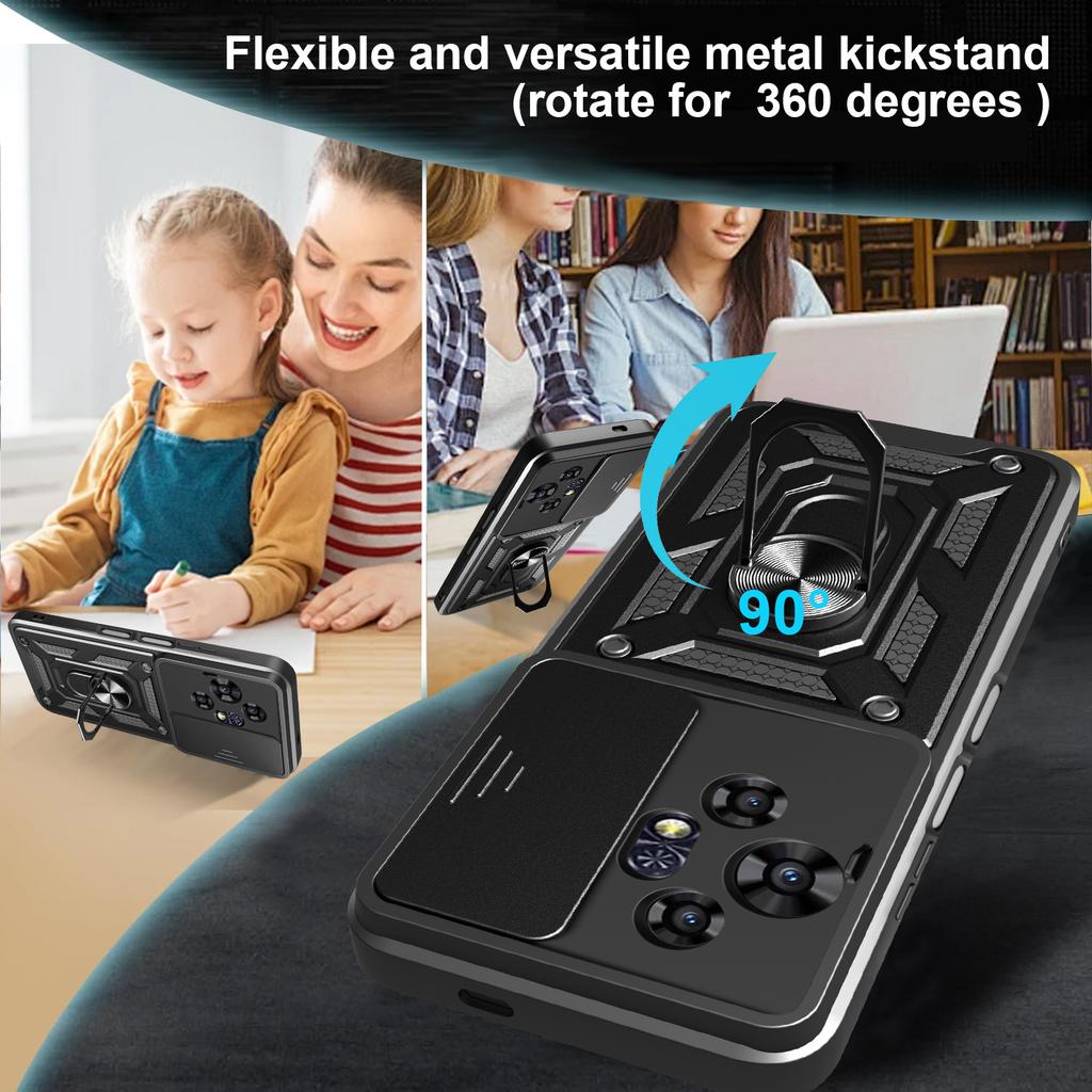 For TCL 50 Pro NxtPaper 5G Deksel med Skyvekamera-deksel PC+TPU Støtteben Telefondeksel