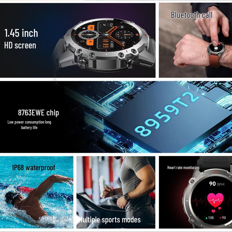 DM52 Smartwatch: Waterproof IP68, Bluetooth Calls, GPS Sport Tracker, Swimming-Compatible