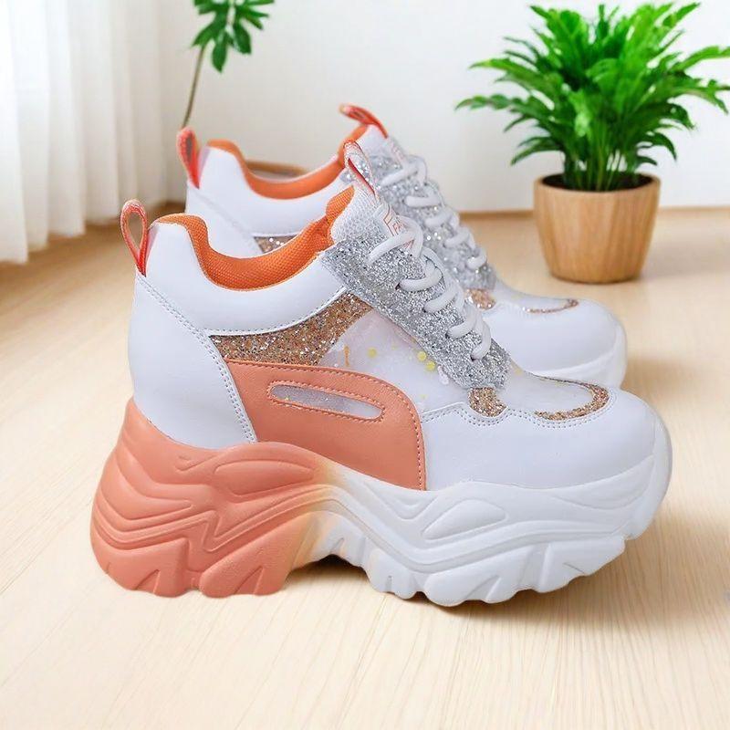 Daddy Shoes Women's Lightweight Mesh Breathable Casual Women's Shoes 2025 Summer New Small Inner Height Increase Casual Shoes Women