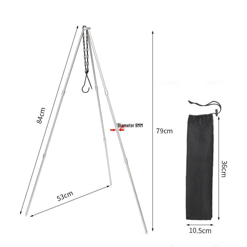 

Outdoor Folding Tripod Campfire Grill & Hanging Pot Stand