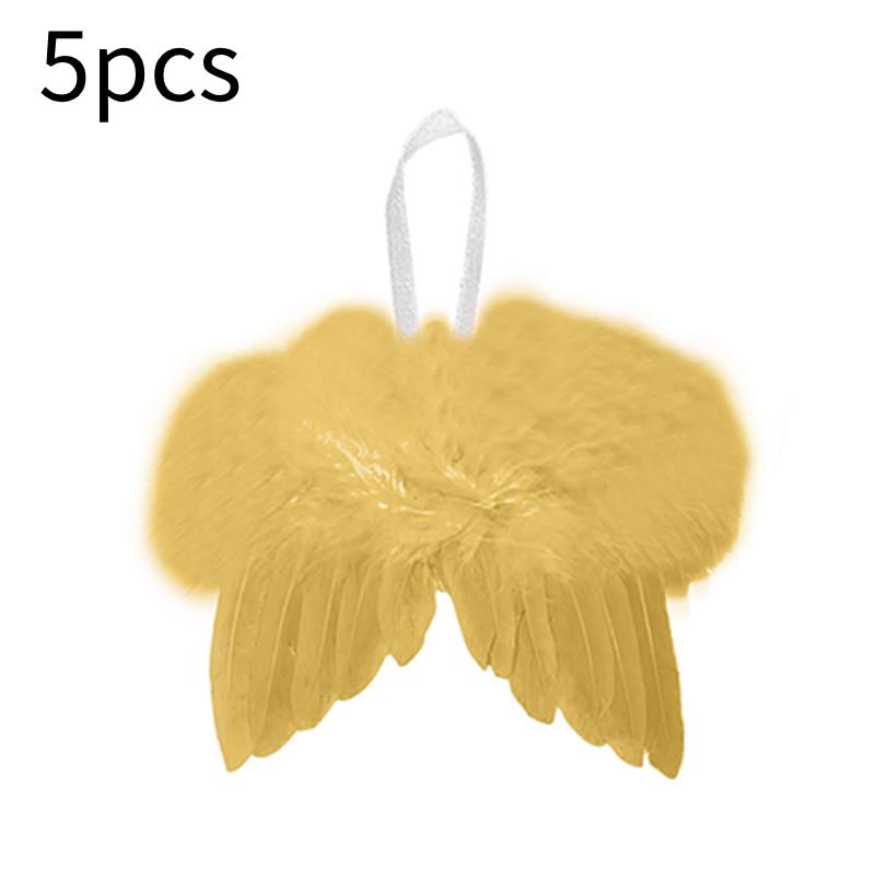 5pcs Angel Wings Christmas Feather Baubles Tree Hanging Ornament Diy Decor Craft