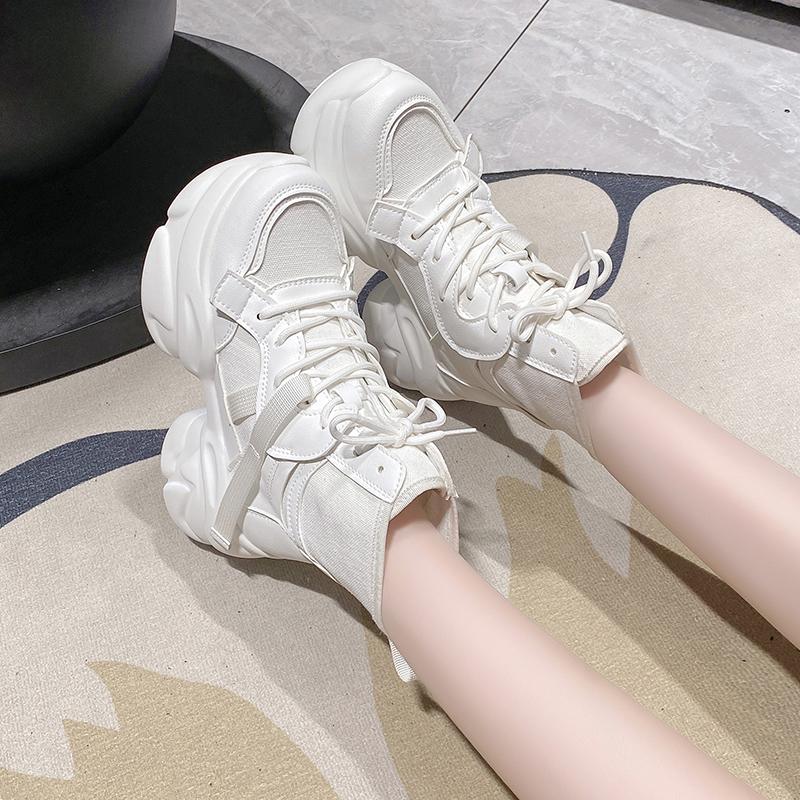 Mode 2024 Neue Frauen Warme Winter Stiefeletten 7,5 CM Heels Chunky Leder Schuhe Baumwolle Hohe Plattform Pelz Schnee Stiefel frau Zapatos Mujer