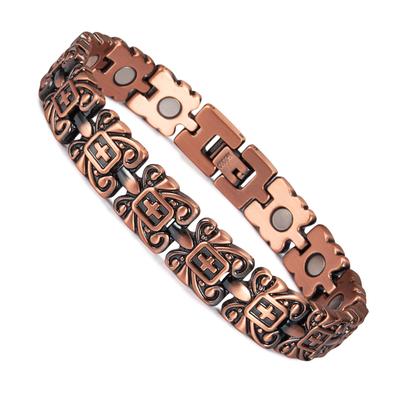 Ikuinen Magnetic Copper Bracelet for Women Cross 12mm Magnetic Bracelet Benefits Vintage Pure Copper Magnetic Bracelet