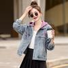 Spring 2025 Women's Spot Denim Jacket with Detachable Hood - Versatile Fashion MZ130