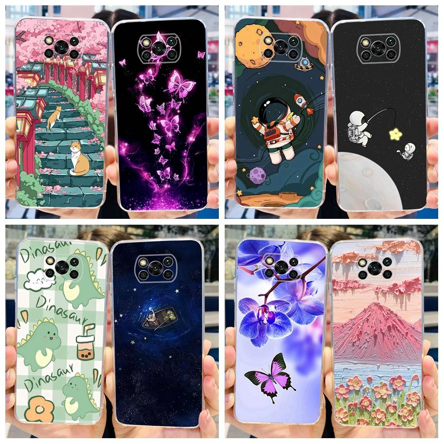 Case For Xiaomi Poco X3 Pro Pocox3 X 3 NFC Cover Cute Astronaut Butterfly Bumper Soft Silicone Protective Funda For Poco X3 Capa