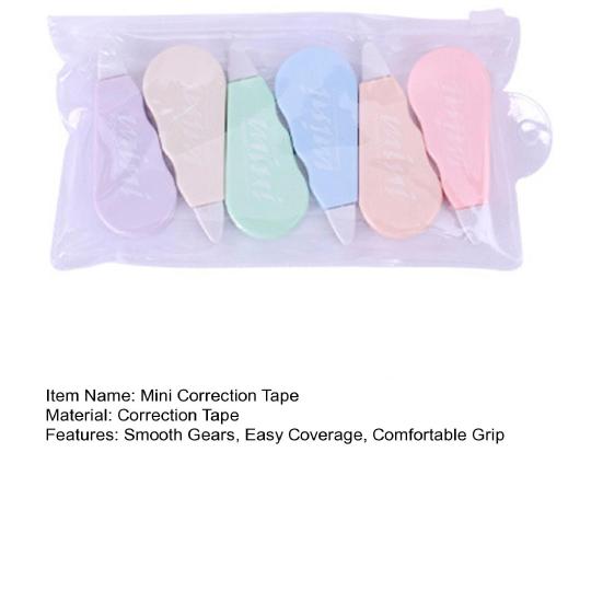 6-teiliges Mini-Korrekturband-Set, süß, tragbar, niedlich, Kawaii, Macaron, glatte Zahnräder, einfache Abdeckung, Korrekturband, Schule, Büro, Schreibwaren