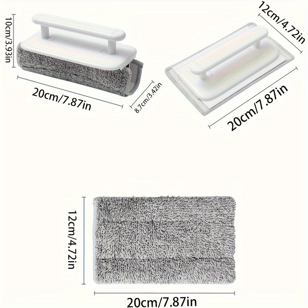 4 Piece Window Groove Cleaning Brush Set with Handle and 3 Microfiber Cloths Easy Glide Squeegee for Home Living Room No Electricity Needed