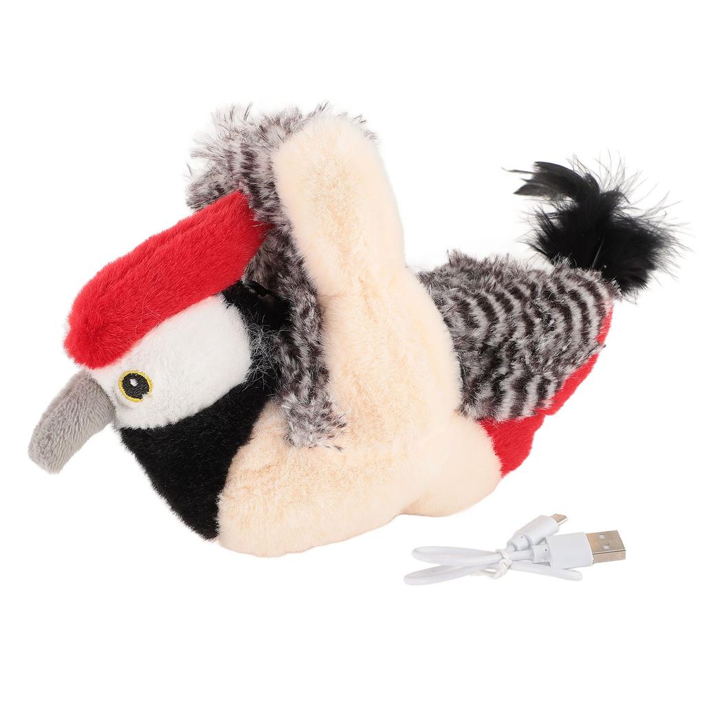 Pet Plush Toy Interactive Soft Flapping Bird Squeaky Cat Electric Plush Toy for Home Indoor