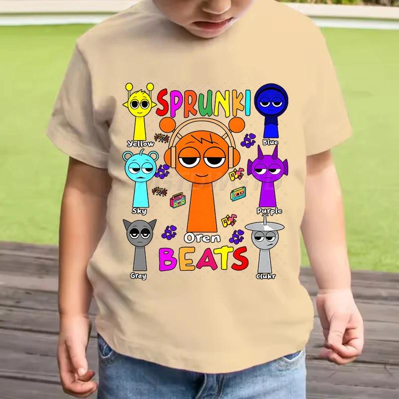 Horká hra Sprunki Beats Tričko Dětská Móda Ležérní Kreslený Incredibox Trička Kluci Kulatý Výstřih Krátký Rukáv Holky Letní Oblečení