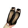 2025 Spring and Autumn New Fashion Versatile Temperament High Heel Light Mouth Bow Versatile Thick Heel Single Shoes Women's Shoes