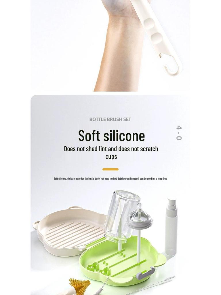 Tragbares Silikon-Babyflaschen- und Sauger-Reinigungsbürsten-Set
