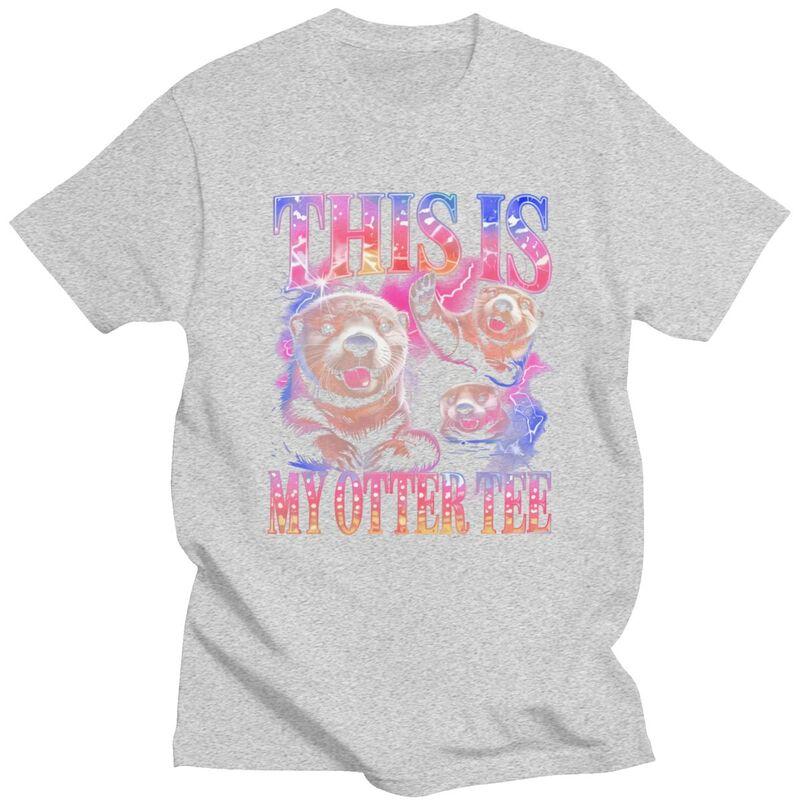 Funny Otter Meme Design TShirt 100 Cotton Tee Tops Summer Round Neck Humor Animal Tshirts Fashion ShortSleeve Clothes