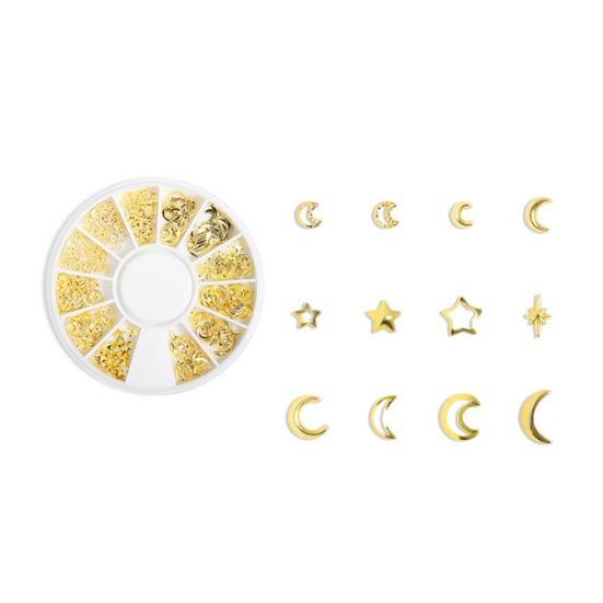 1 Box Nagel Form Zubehör Mond 3D Metall Nieten Kunst Stern DIY Maniküre Reusable